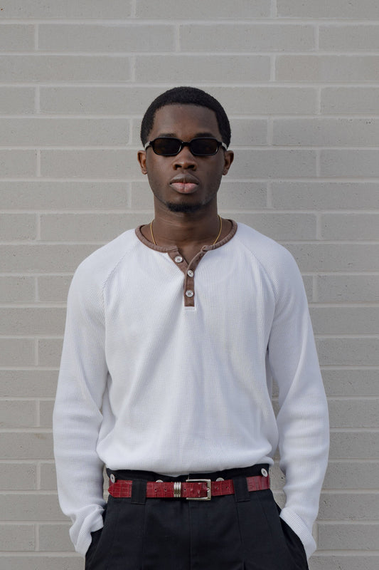 'JOHN' CONTRAST HENLEY LONGSLEEVE