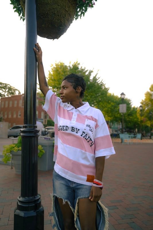 'FORGED BY FAITH' RUGBY - PASTEL PINK