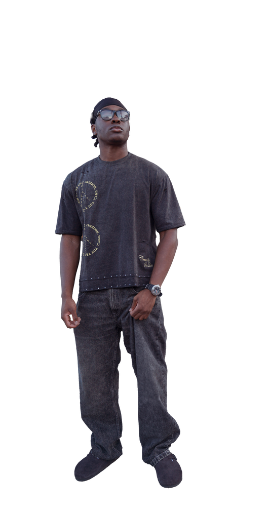 'FREEDOM' DISTRESSED RHINESTONE TEE